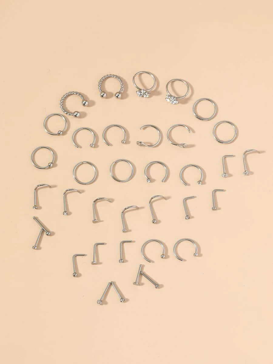 Rhinestone Detail Nose Ring (36pcs)