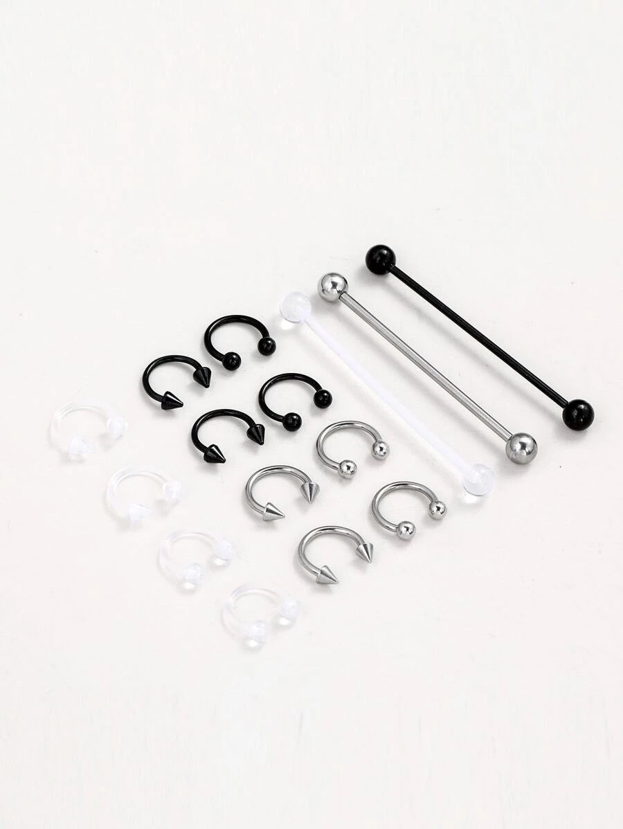 Geometric Decor Nose Ring (15pcs)