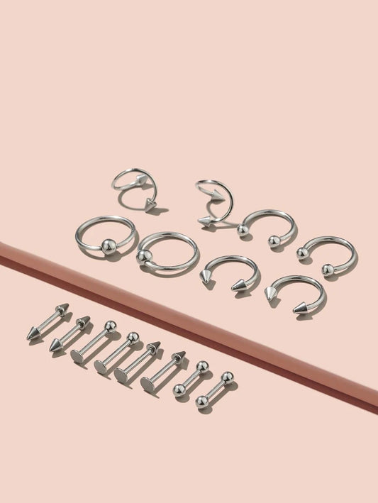 Stainless Steel Nose Ring (16pcs)