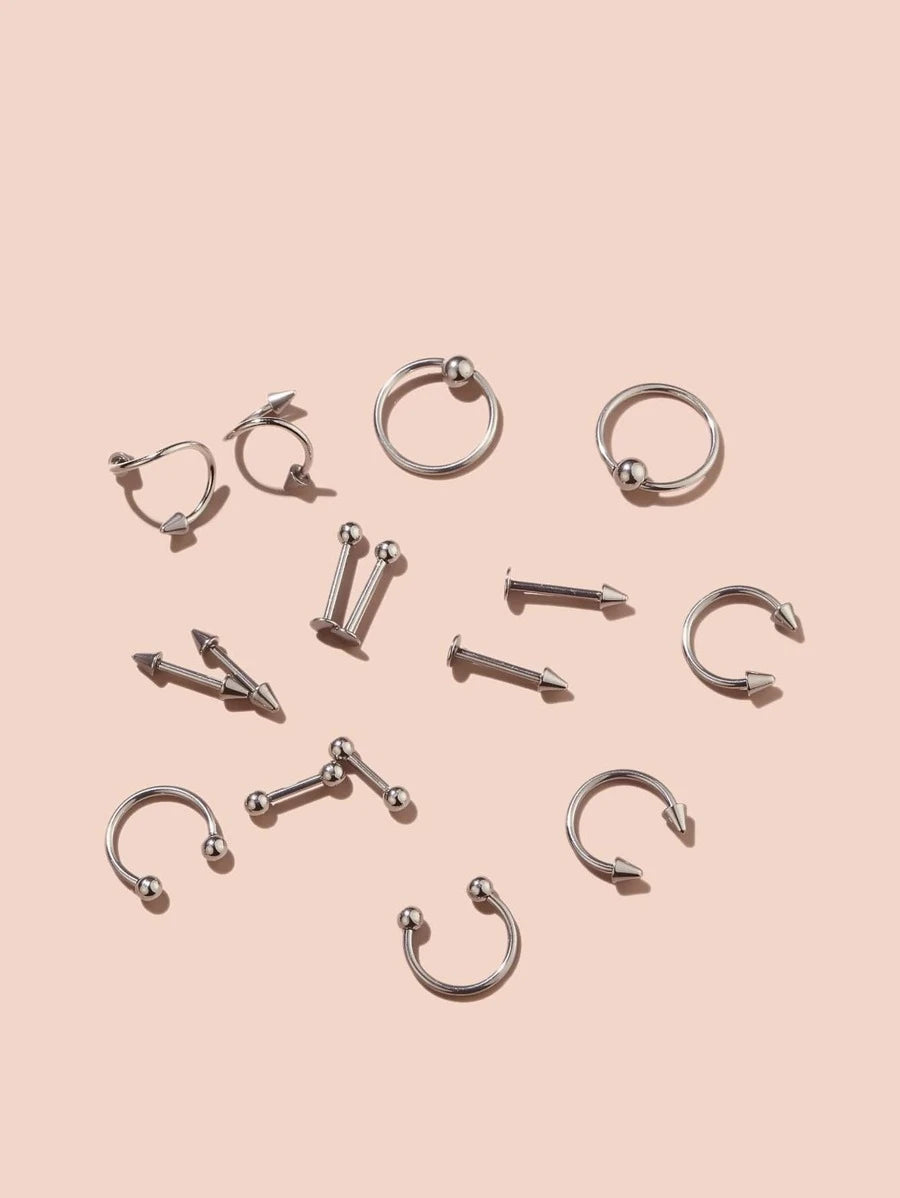 Stainless Steel Nose Ring (16pcs)