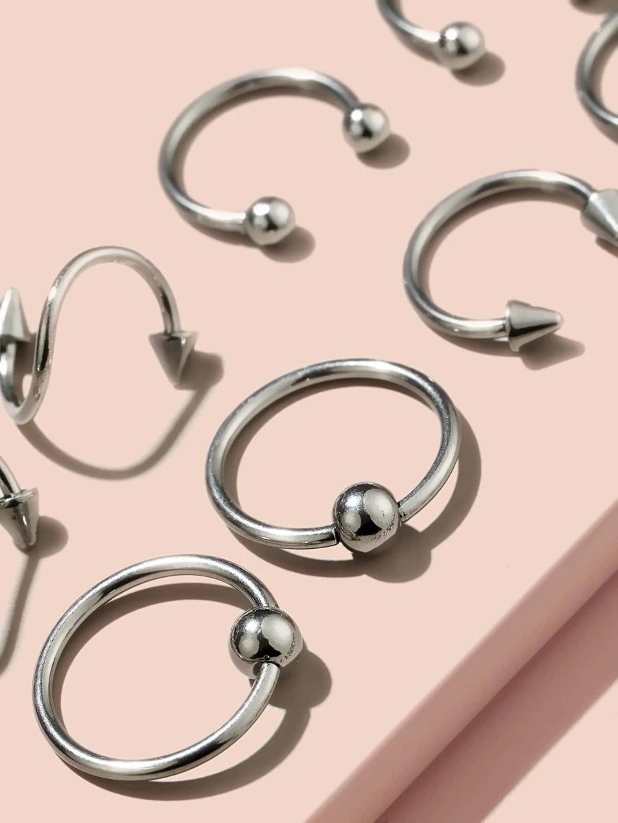 Stainless Steel Nose Ring (16pcs)