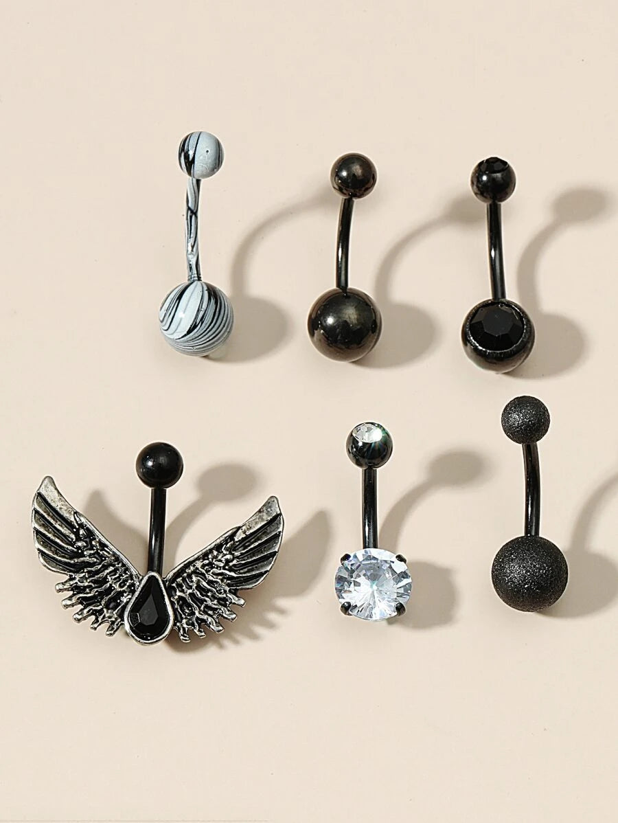 Wing Decor Belly Ring (6pcs)