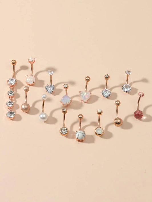 Rhinestone Navel Belly Ring (14pcs)