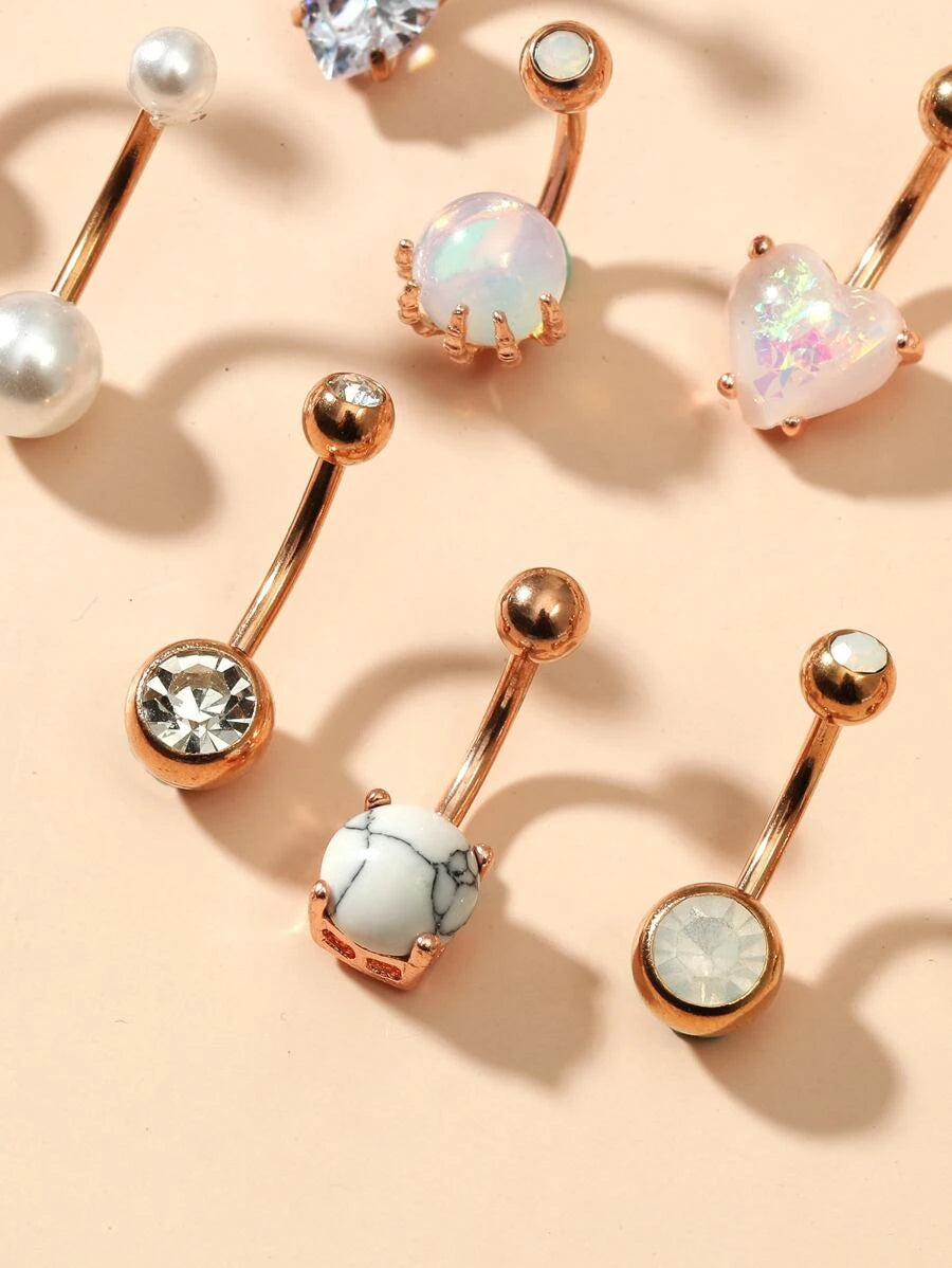 Rhinestone Navel Belly Ring (14pcs)