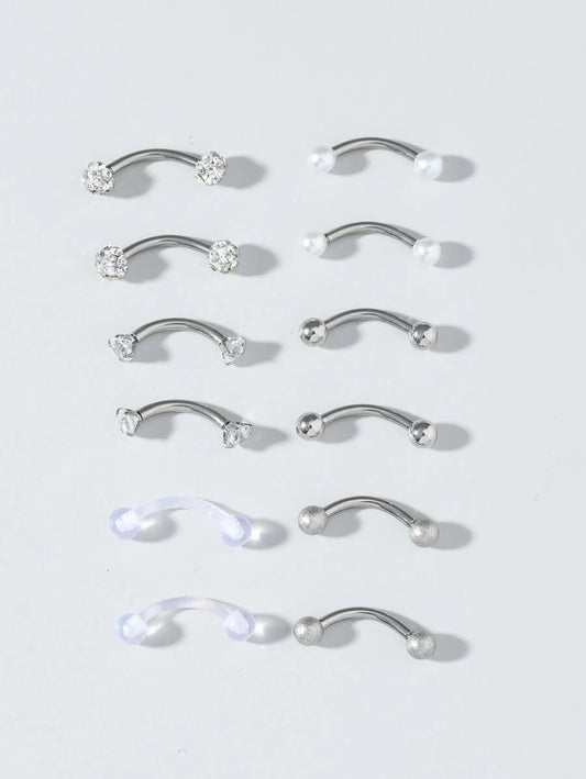 Rhinestone Eyebrow Ring (12pcs)