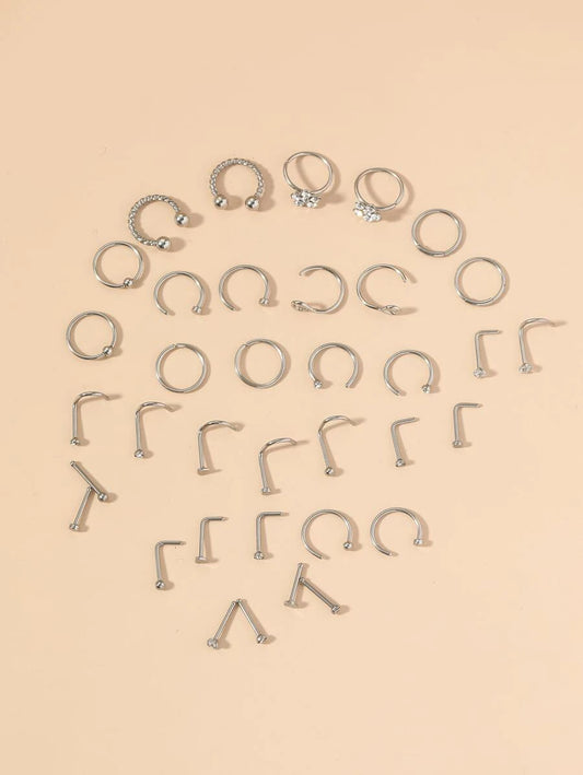 Rhinestone Detail Nose Ring (36pcs)