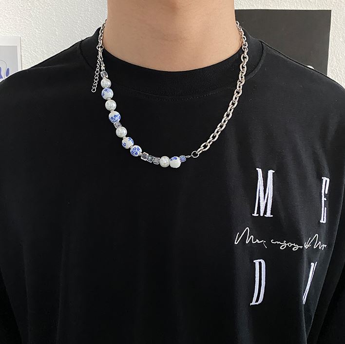 BLUE PEARL CHAIN NECKLACE